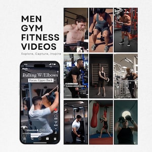Herrgym Fitness Reels-paket 250+ träningsvideor MRR & PLR Gymträningsvideor Reels