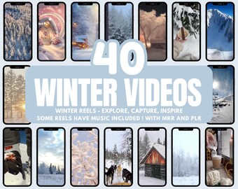 40 winter reels aesthetic faceless cozy winter videos PLR MRR faceless cozy winter reels instagram winter reels winter video templates
