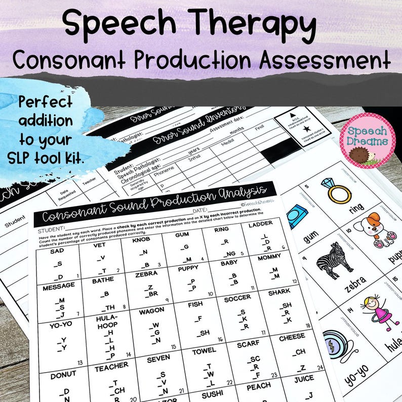 Articulation Assessment: Consonant Sound Production Checklist for Slps ...