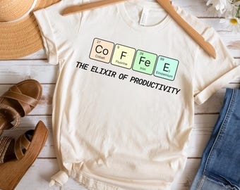Coffee Periodic Table T-Shirt, Barista Shirt, Science Teacher Coffee Shirt, Chemistry Lover Gift, Coffee Lover T-Shirt, Science Joke Shirt