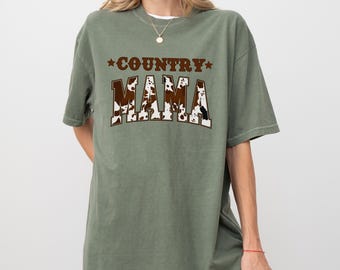 Country Mama Shirt, Cow Print Mom Shirt, Western Mother's Day Shirt, Cow Print Mother's Day Tee, Rodeo Mama Graphic Shirt