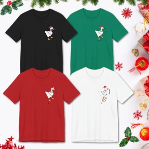 Little Christmas Goose T-Shirt, Funny Holiday T-Shirt, Festive Animal Lover Gift, Minimalist Santa Goose Tee, Cozy Winter Unisex Top