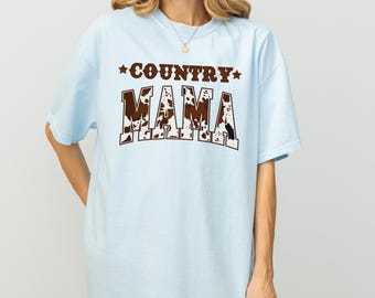 Country Mama Shirt, Cow Print Mom Shirt, Western Mother's Day Shirt, Cow Print Mother's Day Tee, Rodeo Mama Graphic Shirt