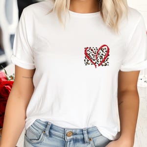 Leopard Heart Valentine&#39;s Day T-Shirt, Valentine&#39;s Gift, Heart Print Shirt, Valentines Unisex Tee, Love T-Shirt, Cute Valentine&#39;s Shirt