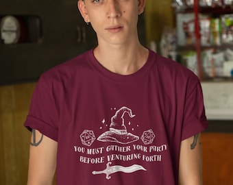 Camiseta de rol "Gather Your Party", inspirada en Baldur's Gate