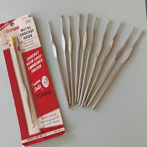 Vintage Susan Bates Steelite Crochet Hooks: Inline, USA Made
