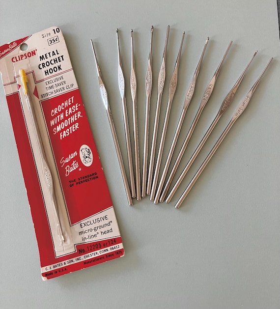 Vintage Susan Bates Steelite Crochet Hooks: Inline, USA Made