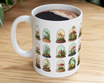 Colorful Mushroom Mug, Cottagecore Housewarming Gift, 11oz Coffee Mug, Foraging Mushrooms, Forager Gift, Cute Mushroom Tea Cup