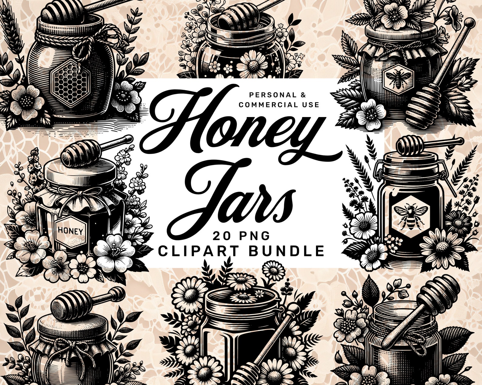 Beekeeping Clipart, Honey Jar Clipart, Honey Jar Graphics, Beekeeper ...