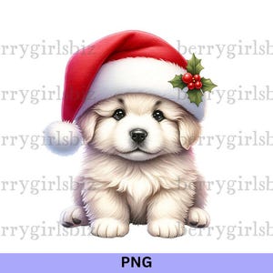 Grandes Pyrénées PNG, chiot des Grandes Pyrénées PNG, Noël des Grands Pyrénées, Noël des Grands Pyrénées, chien png, conception de chien mignon, téléchargement numérique