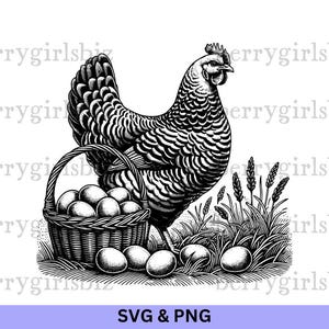 Huhn SVG PNG, Hühner und Eier SVG, Hühner und Eier, Eierkorb, Hühnereier, Huhn Clipart, Hühner, Tiere auf dem Bauernhof, digitaler Download