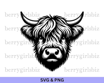 Highland Cow SVG PNG, Highland Cow svg, Highland Cow png, Mucche delle Highlands, Clipart mucca, Mucca png, Mucca svg, Mucche, Animali da fattoria, Download digitale