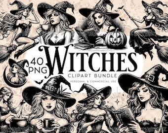 Witch Clipart, Halloween Clipart, Gothic Clipart, Goth, Witchy, Witchcraft, Witchcore, Dark Academia, Dark Cottagecore, Commercial Use, PNG