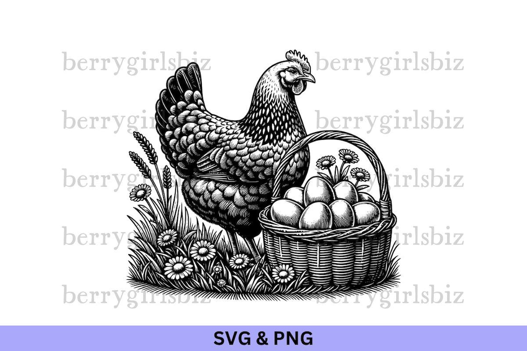 Chicken SVG PNG, Chicken Svg, Chicken Png, Chicken Egg Basket, Chicken ...