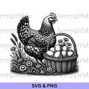 Huhn SVG PNG, Huhn svg, Huhn png, Huhn Eierkorb, Hühnereier, Hühner, Hühnerzucht, Huhn Design, digitaler Download