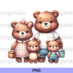 Bear Family PNG, Bear PNG, Bear Family Picture, Bear Family Portrait, Bear Clipart, Baby Bear, Teddy Bear Family, Bears, Digital Download