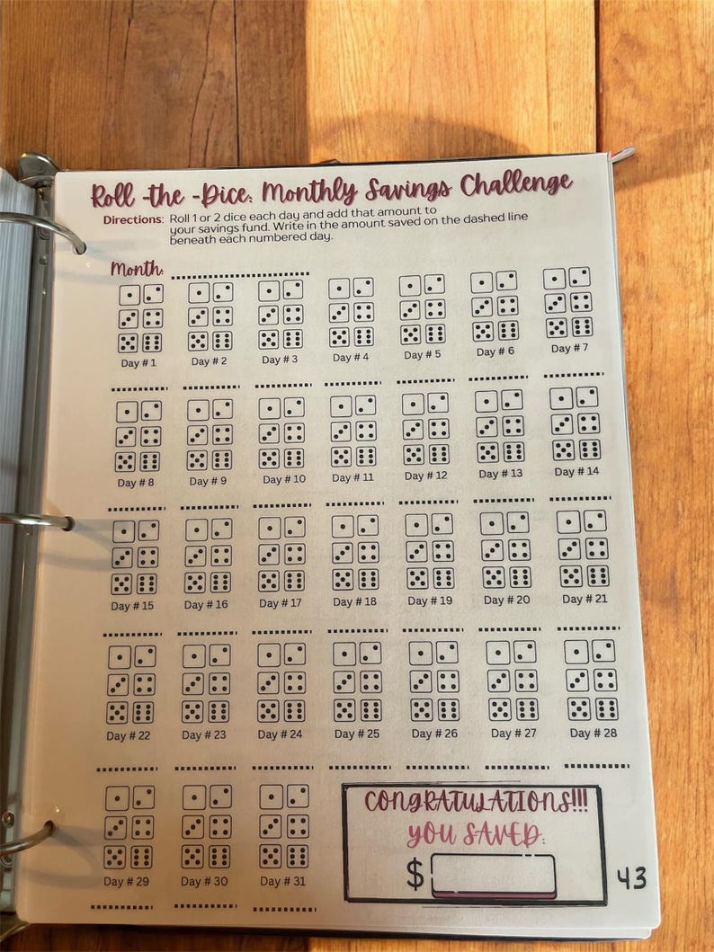 150K+ Savings Challenge Book (Laminated paper with binder)Reusable image 8