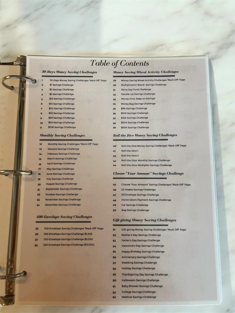 150K+ Savings Challenge Book (Laminated paper with binder)Reusable image 6