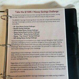 150K+ Savings Challenge Book (Laminated paper with binder)Reusable image 5