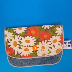 Porte-cartes "Vintage flowers and denim"