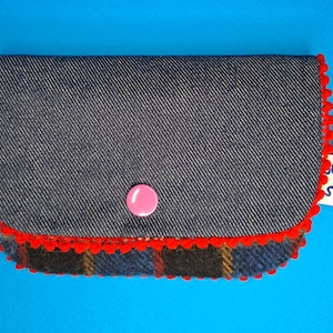 Porte-cartes "Tartan and blue denim"
