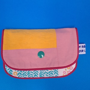 Porte-cartes "Pink and yellow patchwork"