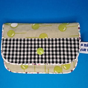 Porte-cartes OPHELIA - Collection COQUILLAGES et CRUSTACES - "Green bubbles and black vichy"