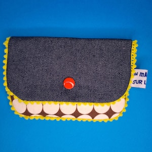 Porte-cartes "Denim and brown dots"