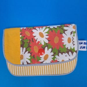 Porte-cartes "Orange vintage flowers and yellow stripes"