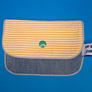 porte-cartes "Yellow stripes and denim"