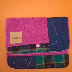 Pochette plate "Contemporary pink patchwork"