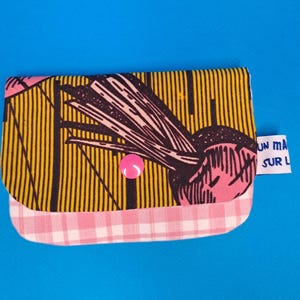 Porte-cartes OPHELIA - Collection COQUILLAGES et CRUSTACES - "Pink carot and vichy"