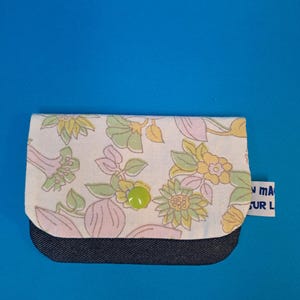 Porte-cartes "Spring vintage flowers and denim"