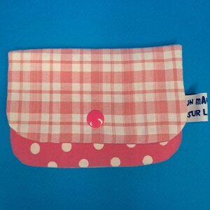 Porte-cartes OPHELIA - Collection COQUILLAGES et CRUSTACES - "Pink vichy and white dots"