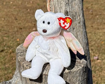 TY Halo 1998 Angel Bear with Iridescent Wings Beanie Baby plus tag protector