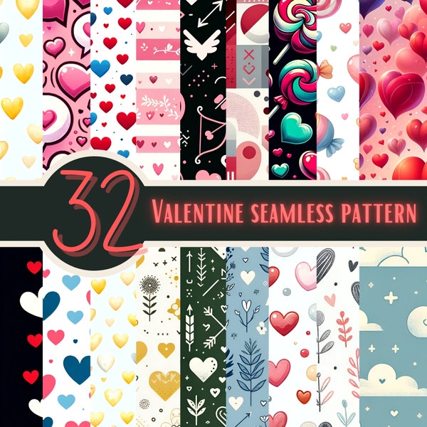 Valentine digital paper, valentine's day scrapbook papers, hearts wallpaper, heart background , digital product , set 2