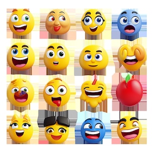 179 3D Emojis clipart commercial & private use. Instant Download, Emoji graphics Bundle, Whatsapp, Facebook, Instagram, Google, YouTube zdjęcie 2