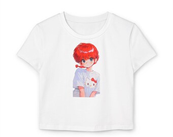 Camiseta de algodón orgánico para bebé con estampado kawaii de Ranma Anime
