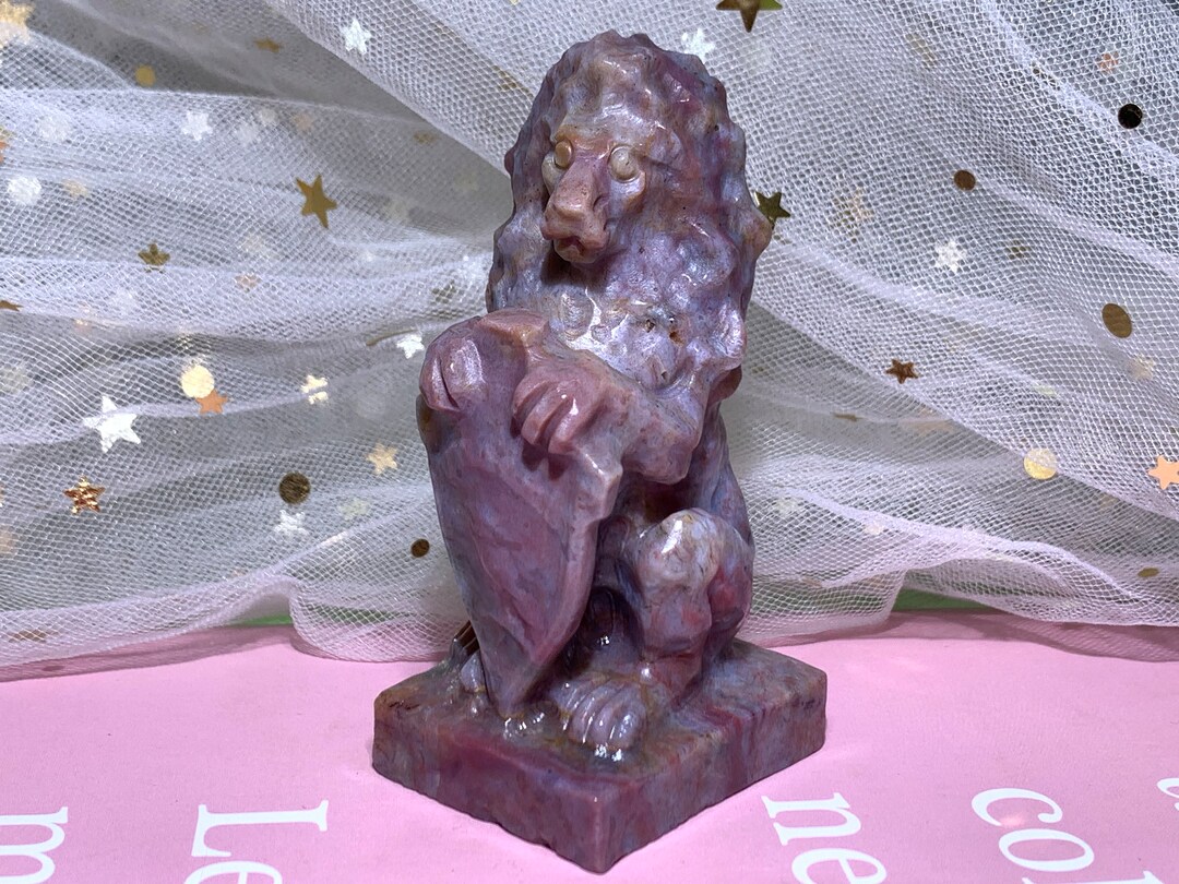 3 Natural Ocean Jasper Crystal, Crystal Hand Carving, Crystal Lion