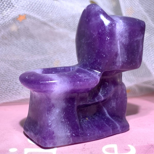 1.5" Natural Purple Mica quartz,Purple Mica Toilet,crystal Toilet,Toilet decorate,hand engraving,crystal birthday gift 1pc