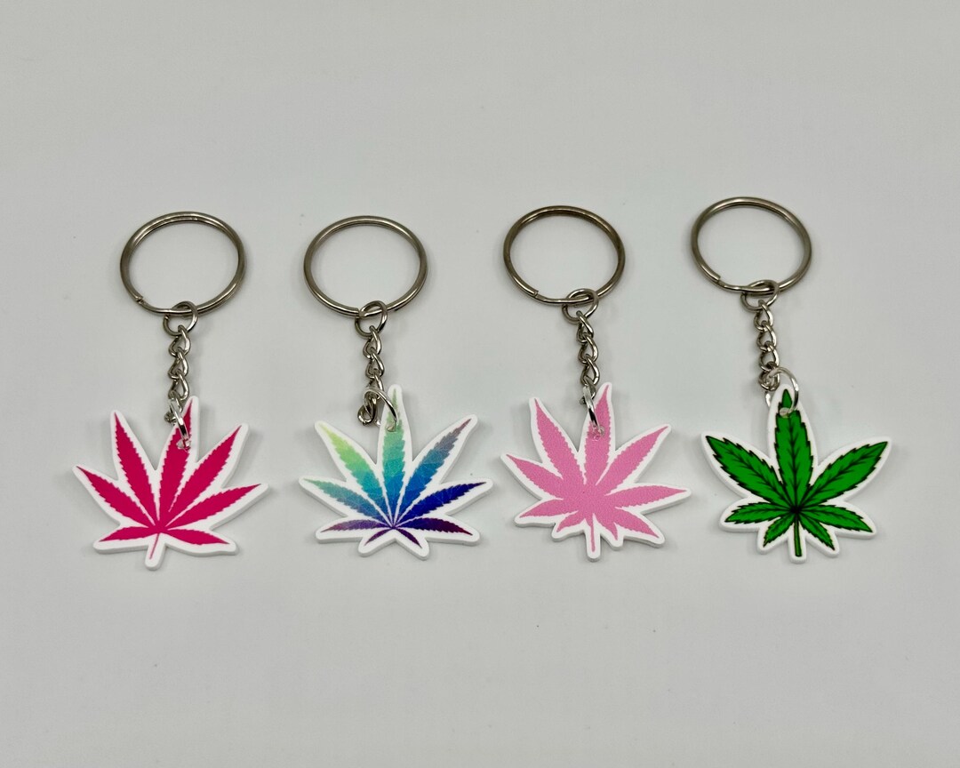 Pot Leaf Keychain || 420 || Green, Light Pink, Dark Pink, or Blue Ombre ...