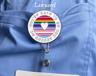 Acrylic Ally Badge Holder Lanyard: Retractable ID Card Clip