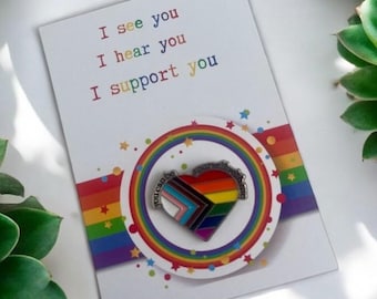 Ally Pride Heart Pin: LGBTQ+ Enamel Badge