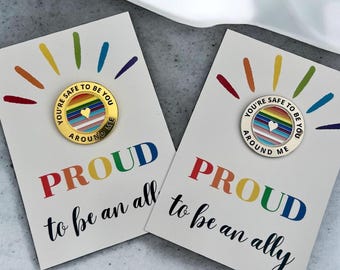 ALLY Pride Enamel Pin: LGBTQ+ Supporter - Silver or Gold
