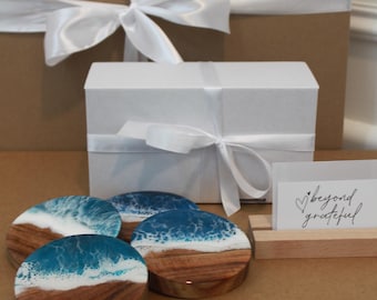 Personalized Ocean Resin Coasters: Handmade Beach Decor Gift