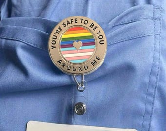 Enamel Lanyard with Retractable Reel: LGBTQ+ Ally Support