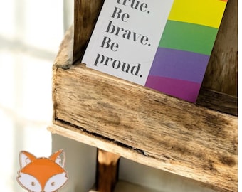Rainbow Fox Pride Pin: LGBTQ+ Enamel Lapel Badge