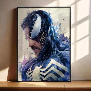 Venom, Aquarell Kunstdruck | Druckbare Wandkunst | Digitaler Download | Schlafzimmer Dekor | Comic Buch Poster