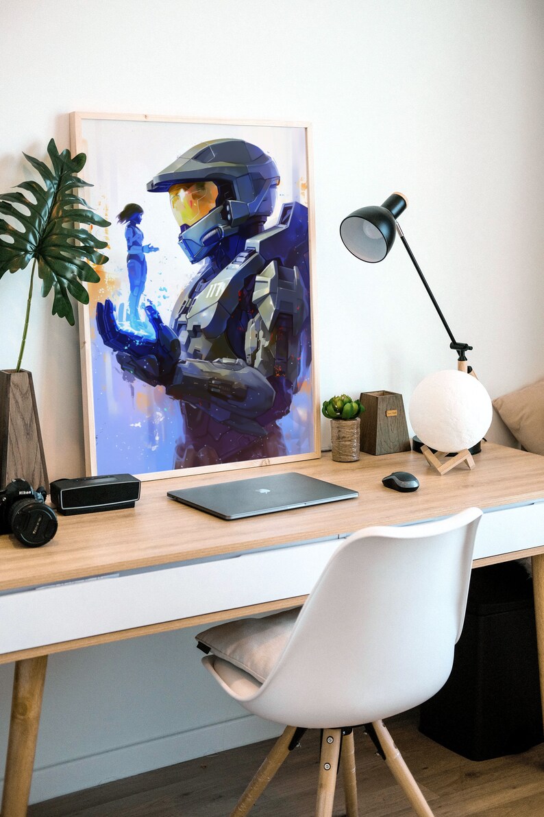 Master Chief &amp; Cortana Halo Style Art Printable Wall Art Gaming Poster ...