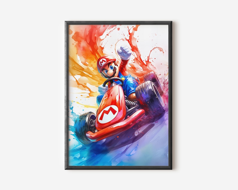 Super Mario, Mario Kart Art Print Printable Wall Art Digital Download Bedroom Decor Video Game